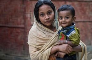 Young mother holding her kid