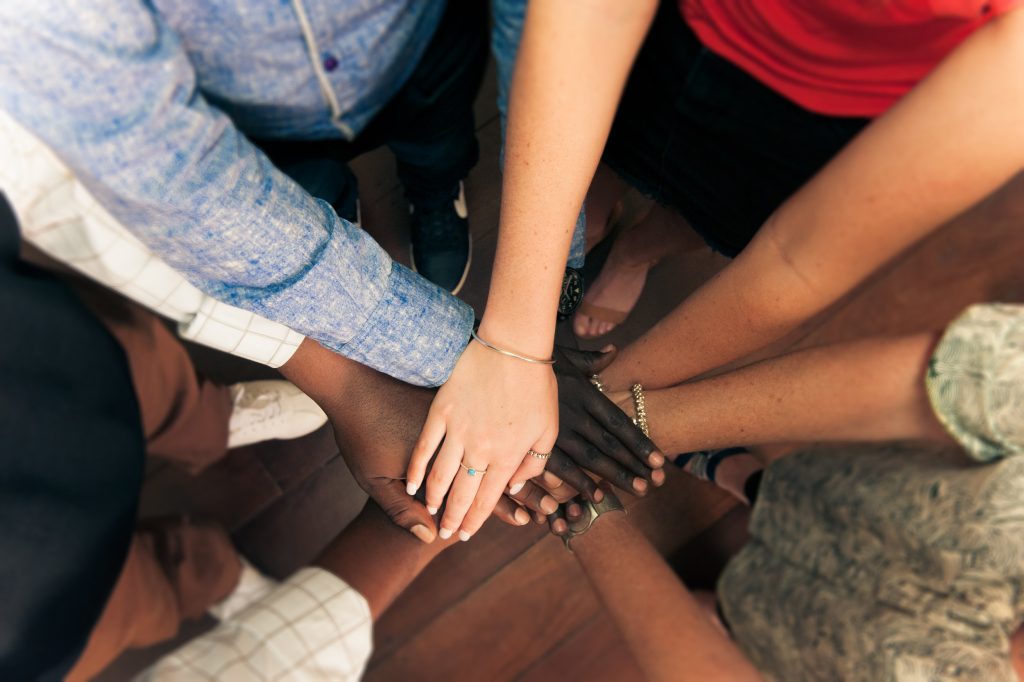 People uniting hands